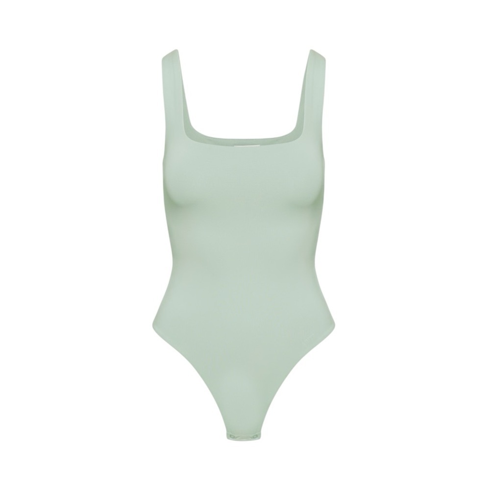 Babaton Aritzia Sage Green Square Neck Bodysuit Clean Girl Minimalist Size 2XS
